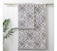 Jessica Simpson Décoration de Salle de Bain de qualité supérieure | Comprend 2 Serviettes de Douche | 100% Coton et Lavable en Machine | Gris Skyrocket (Lot de 4)