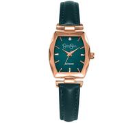 Jessica Simpson Diamond Collection Montre à quartz classique avec bracelet en cuir et cristal à facettes pour femme, Or rose/vert, 24