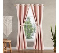 Jessica Simpson Faye Rideaux occultants texturés ultimes | Lot de 2 Panneaux et 2 embrasses | Rideaux d'intimité | Œillets de qualité supérieure | 96,5 x 213,4 cm | Rose