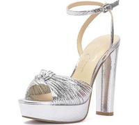 Jessica Simpson Sandales compensées Immie avec sangle de cheville pour femme, Argenté, 37.5 EU
