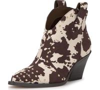 Jessica Simpson Femme Zadie Bootie Bottine, Microsuede avec Impression Vache Blanche Marron foncé, 43 EU