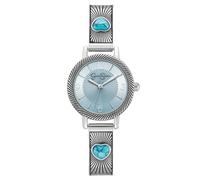 Jessica Simpson Montre Femme Rond Argent 28mm Cadran Bleu Clair Texturé