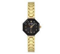 Jessica Simpson Montre Octagon Or 24mm Cadran Soleil Noir Accents Cristal