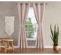 Jessica Simpson - Rideaux occultants ultimes texturés à Motif Cachemire | Lot de 2 Panneaux et 2 embrasses | Rideaux d'intimité | Œillets de qualité supérieure | 96,5 x 213,4 cm | Rose pâle
