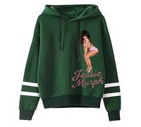 Jessie Murph Sweat à capuche peint dans le monde entier Hysteria Tour Pullovers sans poche Barres parallèles Manches Streetwear, vert foncé, XL