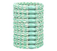 JessLab Élastiques à Cheveux pour Femmes, Chouchous Élastiques Tressés de Couleurs Mélangées, Accessoires Capillaires Durables et Flexibles, Pack de 10, Couleurs Multicolores (Vert)