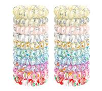 JessLab Petits Élastiques Spirales, Lot de 20, Accessoires Cheveux Résistants et Imperméables, Élastiques pour Femmes, Sans Dommage, Convient à Tous Types de Cheveux, Mix Couleur 4