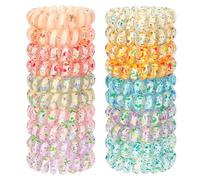 JessLab Petits Élastiques Spirales, Lot de 20, Accessoires Cheveux Résistants et Imperméables, Élastiques pour Femmes, Sans Dommage, Convient à Tous Types de Cheveux, Mix Couleur 2