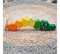 Jessruly Jouet en bois de chenille affamée Jouet d'enfilage et classification empilable sensorielle, set de perles en bois inspiré de Montessori pour jeu de rôles et motricité fine