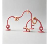Jessruly Labyrinthe de dentition en silicone et bois - Jouet à ventouse pour l'exploration sensorielle et le développement moteur fin (rouge)