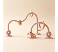 Jessruly Labyrinthe de dentition en silicone et bois - Jouet à ventouse pour l'exploration sensorielle et le développement moteur fin (rose)
