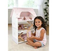 Jessruly Maison de poupée en bois à 3 étages - Petite maison de jeu à faire soi-même avec disposition multi-pièces, maison de jeu imaginative pour raconter des histoires créatives et jeux de