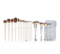 Jessup 14pcs Gris Pinceaux Maquillages et 7pcs Pinceau Maquillage Double Embout avec Pochette