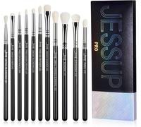 Jessup Lot De 11 Pinceaux Pour Fard À Paupières, Pour Le Maquillage Des Yeux Professionnel, Indispensable, Pour Le Maquillage Des Yeux - Noir Et Argenté T340
