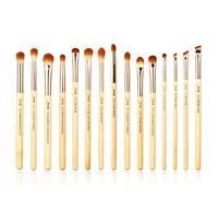 Jessup Lot de 15 pinceaux maquillage yeux en bambou, kit professionnel avec pinceaux ombre à paupières, eyeliner, estompage, définition et correcteur T137