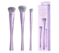 Jessup Lot de 3 pinceaux de maquillage pour le visage - Ultra doux et denses - Pour fond de teint, contour, poudre et fard à joues - Fibre synthétique de qualité supérieure - Violet de luxe T513