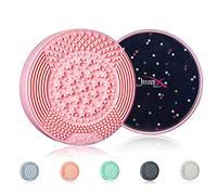 Jessup Nettoyant Pinceaux Maquillage Silicone 1 Pièce Avec Eponge Retrait Couleur Tampon Nettoyage Profondeur Outil Lavage Tapis en Caoutchouc 2 en 1 Utilisation Humide Sèche pour nettoyage pinceau