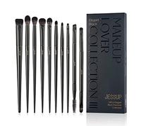 Jessup Pinceau Fard à Paupières Lot de 10pcsPinceaux Maquillages pour Yeux Professionnel pour Mélange, Correcteur, Estompage, Eyeliner et Sourcils Duo-end, Noir T337