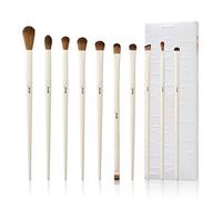Jessup Pinceaux Maquillage Yeux Set Professionnel Vegan Pinceau Yuex Kit 10pcs Poils Synthétiques Écologiques Sourcils Cils Eyeliner Spoolie Mélange Gris Clair T330