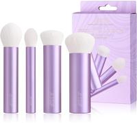 Jessup Pinceaux Maquillages Lot De 4 Pinceau Maquillage Vi Kabuki Pour Fond De Teint, Contour, Poudre, Blush, Bronzer Et Surligneur, Fibres Synthétiques Premium Sans Cruauté, Violet T517