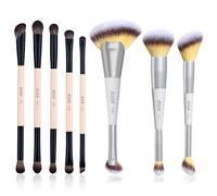 Jessup Pinceaux Yeux Maquillage Double Embout 5pcs et 3 Pinceau Maquillage Visage Double Embout