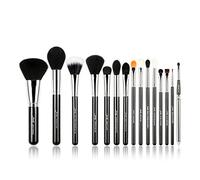 Jessup Pro Makeup Brushes 15 Pcs Makeup Brush Set Beaury Cosmetics Make Up Powder Foundation Eyeshadow Eyeliner Blending Lip Brush Tools (Black Silver) T092