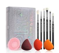 Jessup Set Éponges Maquillage 3pcs, Set Pinceaux Fard à Paupières 6pcs, Tapis Nettoyage Pinceaux et Boîte Maquillage avec Miroir - Outils Beauté Premium Application Parfaite T504
