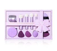 Jessup Set Pinceaux Maquillage 11pcs avec Pinceau Visage, Éponge Maquillage, Houppette et Nettoyeur, Pour Fond de Teint, Poudre, Contour, Bronzer, Blush, Enlumineur, Violet Luxe T885