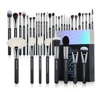Jessup Set Pinceaux Maquillage Professionnel 35pcs Synthétiques Étiquetés pour Fond de Teint, Fard à Paupières, Anti-Cernes, Contour, Eyeliner, Blush, Poudre et Sourcils, Sans Cruauté, Noir T342