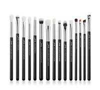 Jessup Set Pinceaux Maquillage Yeux 15 pièces Pinceau Fards à Paupières Mélange Eyeliner Sourcils Cheveux Synthétiques Naturels Noir Argent T177
