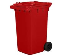 jestic Bidon chariot à déchets poubelle roues en caoutchouc plein silencieux pour collecte différenciée recyclage intérieur extérieur EN840 (240 litres, rouge)
