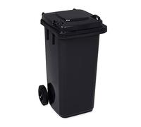 JESTIC Poubelle à roulettes avec roues en caoutchouc pleines pour les déchets et le recyclage Tri Selectif garage Haut XXL (120 Litres, Noir)