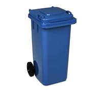 JESTIC Poubelle à roulettes avec roues en caoutchouc pleines pour les déchets et le recyclage Tri Selectif garage Haut XXL (120 Litres, Bleu)