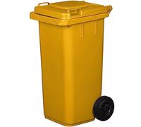 JESTIC Poubelle à roulettes avec roues en caoutchouc pleines pour les déchets et le recyclage Tri Selectif garage Haut XXL (120 Litres, Jaune)