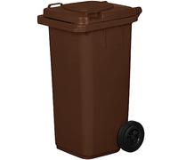 JESTIC Poubelle à roulettes avec roues en caoutchouc pleines pour les déchets et le recyclage Tri Selectif garage Haut XXL (120 Litres, Marron)