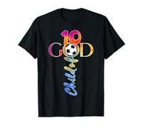 Jésus 10 Ans Enfant de Dieu Football 10e Anniversaire T-Shirt