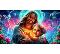 Jésus 1000 pièces Papier recyclé Puzzle Jeu Jeu Familial Amusant & Stimulant pour Adultes Décoration Murale et Cadeaux 38x52cm/1000pcs