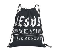 Jésus A Changé Ma Vie. Christianisme. Croix. Unisexe Sac À Cordon Résistant Sac À Dos À Cordon Étanche Gym Sack Pour Plage Voyage Gymnastique