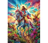 Jésus à Cheval dans Le Jardin Fleuri 1000 Pieces Casse-tête Personne Âgée en Carton Rigide sans Déformation Mythes fantastiques Facile Débutant Thérapie Occupationnelle Anti-Stress Petit Prix 100
