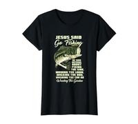 Jésus a Dit d'aller à la pêche, Histoire du Poisson, Bible, pêche à l'achigan T-Shirt Graphique avec Valeur, Femme, Noir, S