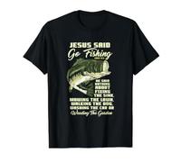 Jésus a Dit d'aller à la pêche, Histoire du Poisson, Bible, pêche à l'achigan T-Shirt Graphique avec Valeur, Homme, Noir, M