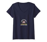 Jésus a gagné : Gagnant, dîner du Salut T-Shirt avec Col en V, Femme, Bleu Marine, L