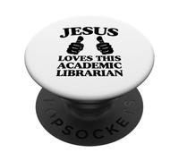 Jésus Aime ce bibliothécaire académique chrétien culte de l'église PopSockets PopGrip Adhésif