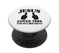 Jésus Aime ce culte de l'église chrétienne bibliothécaire Jeunesse PopSockets PopGrip Adhésif