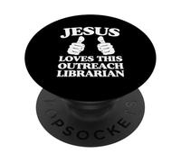 Jésus Aime ce culte de l'église chrétienne bibliothécaire PopSockets PopGrip Adhésif