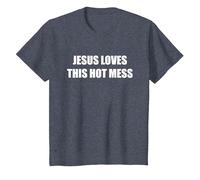 Jésus Aime ce désordre Chaud T-Shirt, Enfant, Bleu Chiné, 4 Ans