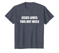 Jésus Aime ce désordre Chaud T-Shirt, Enfant, Bleu Chiné, 8 Ans