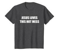 Jésus Aime ce désordre Chaud T-Shirt, Enfant, Chiné Foncé, 8 Ans