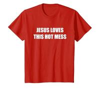 Jésus Aime ce désordre Chaud T-Shirt, Enfant, Rouge, 12 Ans