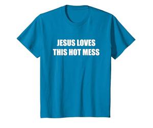 Jésus Aime ce désordre Chaud T-Shirt, Enfant, Saphir, 10 Ans
